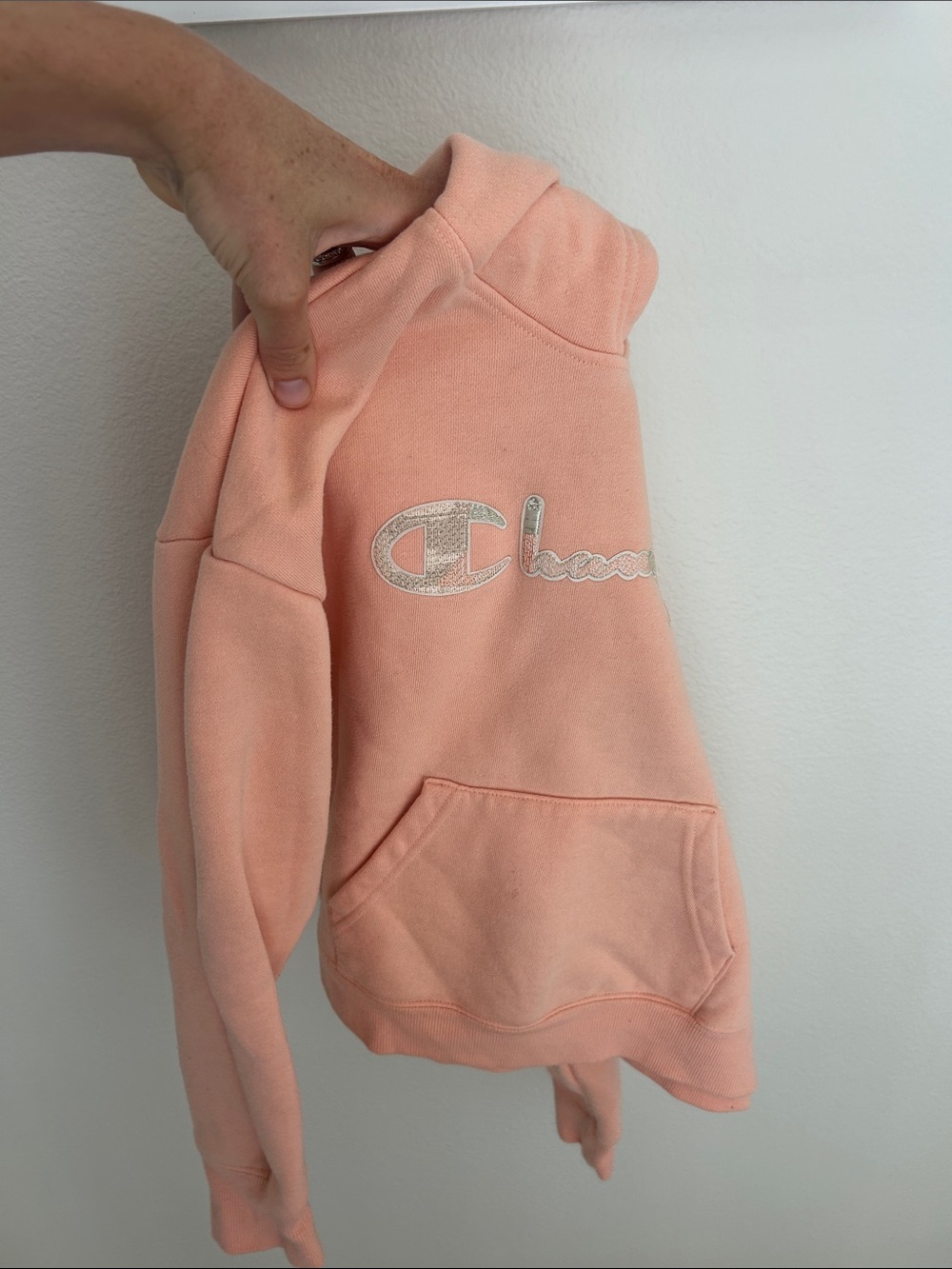 Girls Peach Champion Logo Hoodie Sweatshirt